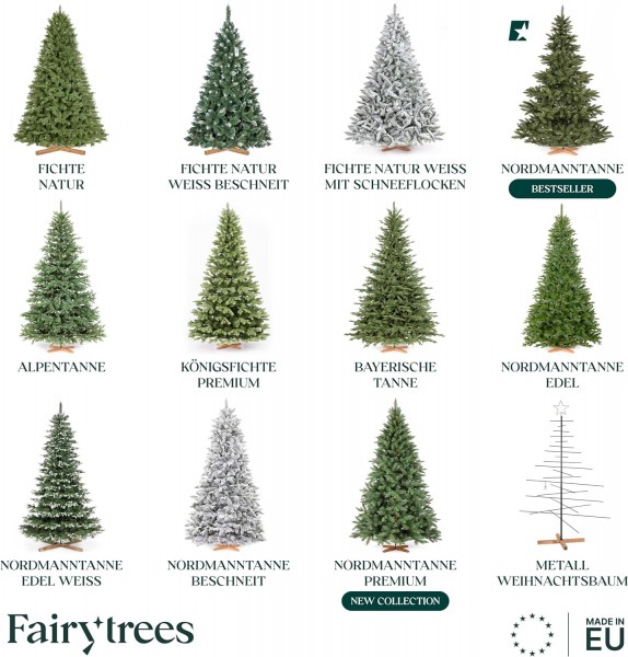 Künstlicher Weihnachtsbaum, Holzständer, Nordmanntanne beschneit FT27, Weihnachtsbaum Spritzguss, künstlicher Weihnachtsbaum