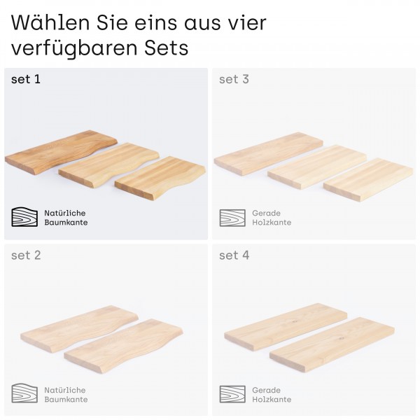 LAMO Manufaktur 3 Stück Wandregal aus Holz mit unsichtbarer Befestigung 42/36/30cm | Wandregal aus 1