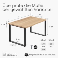 Vorschau: LAMO Manufaktur Schreibtisch Esstisch mit Baumkante 120x80x76 cm